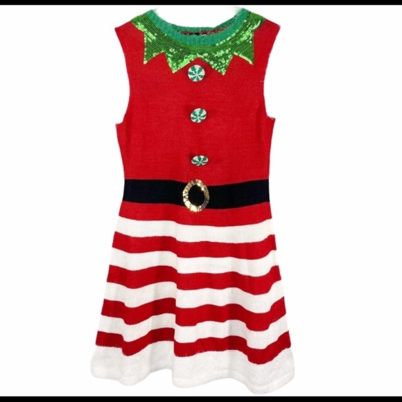 Dresses & Skirts - Christmas holiday embellished knit sweater dress